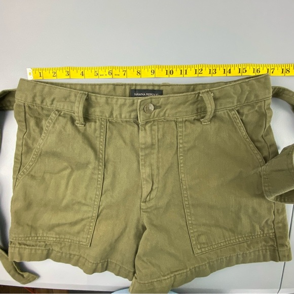 Banana Republic high belted waist olive drab green vegan cotton shorts wms sz 10 - Picture 6 of 14